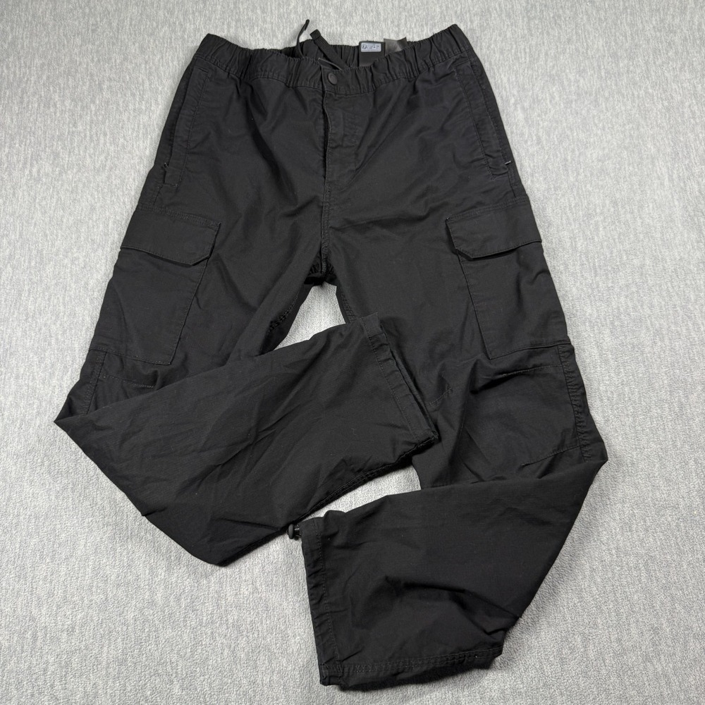 H&M Pants Mens Medium Black Regular Fit Utility Cargo Elastic Waist Streetwear